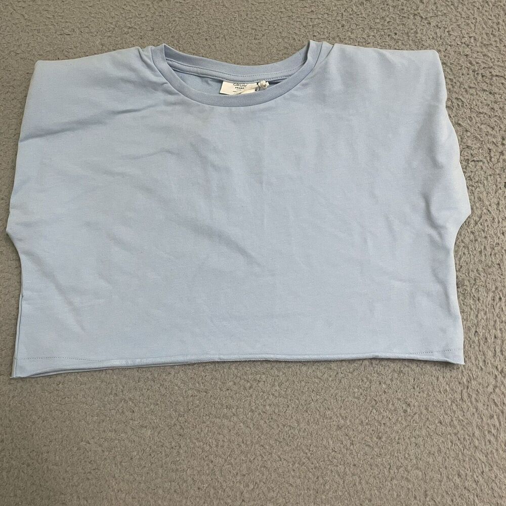 Chelsea Peers High shoulders padded womens t-shirt size XS Cropped Blue